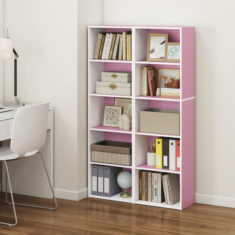  Bibliothèque réversible Luder, (5 tablettes) H 52 po x l 15,8 po x P 9,4 po, Blanc / Rose
