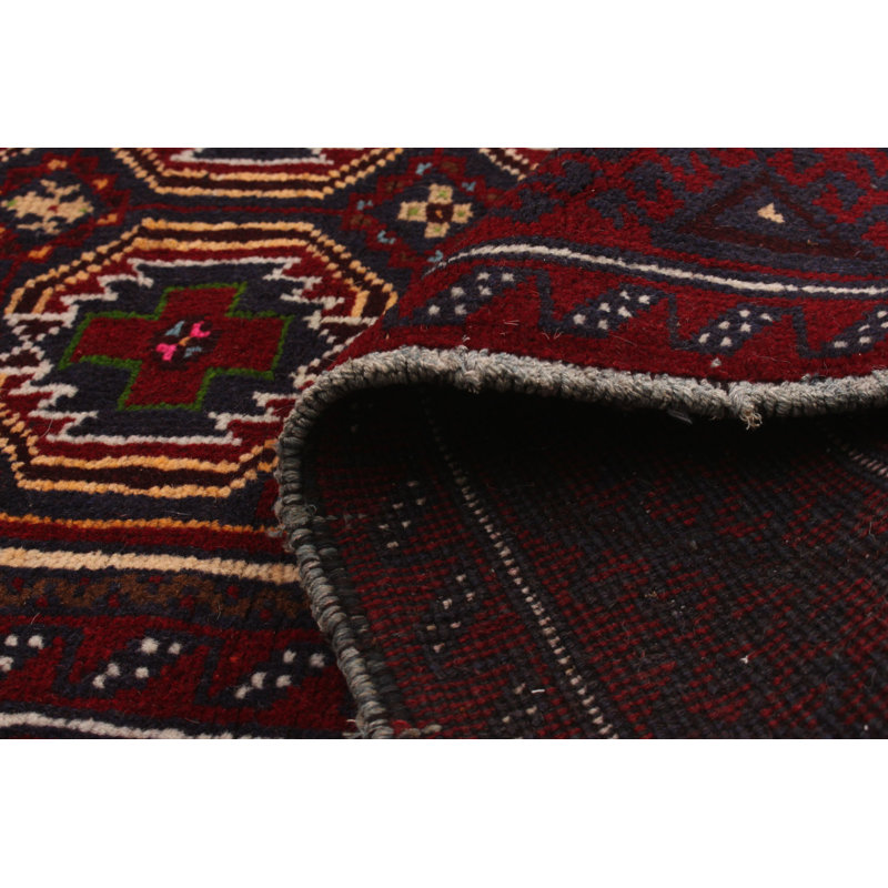 One-of-a-Kind 3'2" x 6'1" 1980s Rectangle Wool Area Rug in Cream and Red
