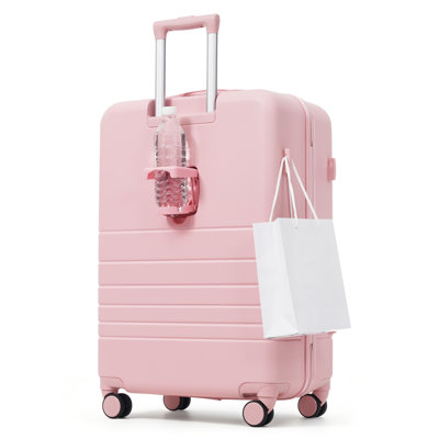 Ensemble de 4 valises avec ports de charge USB - 20 po Carry-On (ouverture frontale pour ordinateur portable) Valise à carreaux 28 po avec sac de voyage TSD Lock sac de toilette à sec, adapté aux vacances de voyage / voyages d'affaires / vie sur le Campus
