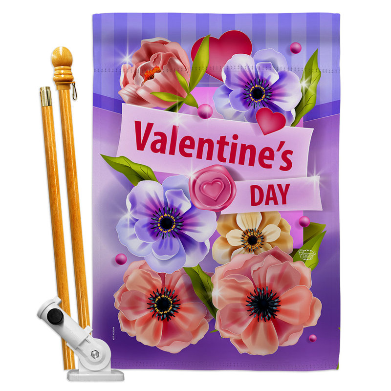 Double Sided 40'' H x 28'' W Polyester Valentine's Day Flag Set