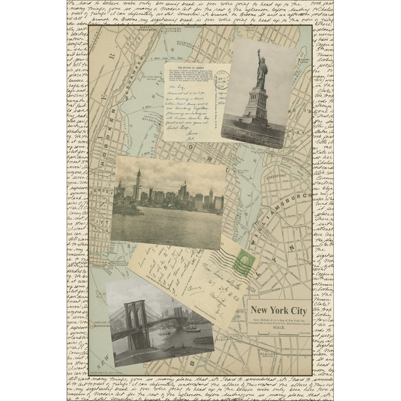Postcards from New York (D) 1 Piece Wrapped Canvas Wall Art, 91cm H x 61cm W x 3.8cm D