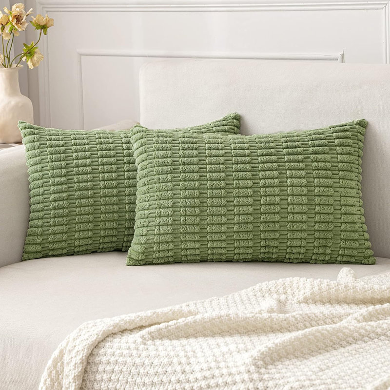 Treshawn Striped Polyester Pillow Cover, Green