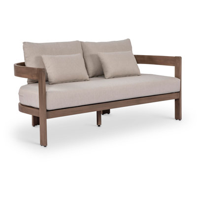 Glenmore 65" Water Resistant Fabric Upholstered Outdoor Patio Loveseat with Protective Cover Included