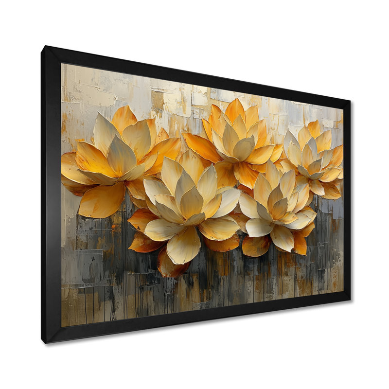 Murraine - Floral Wall Art, H 16 po x l 32 po, Reproduction encadrée d'une seule photo, Noir, noir, noir, noir