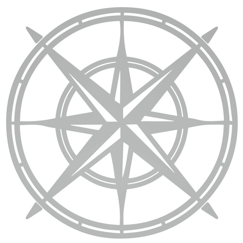 Décalcomanie murale boussole north star, H 30 po x l 30 po x P 0,01 po, Argent