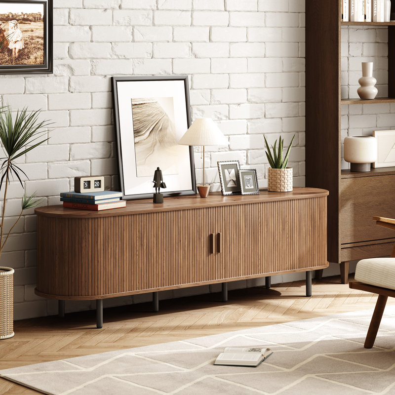 TV Stand, 21.7" H x 68.9" W x 15.7" D, Walnut