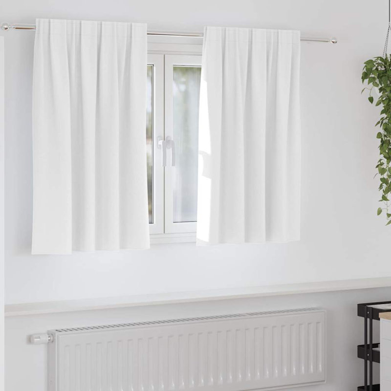 Blackout Curtain Pair, 140cm Width x 140cm Drop, Bright White
