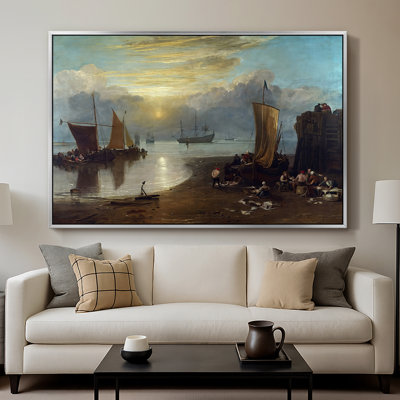 Sun Rising through Vapour: Fishermen Cleaning and Selling Fish, c. 1807-J.M.W. Turner-Framed Gallery Wrapped Canvas