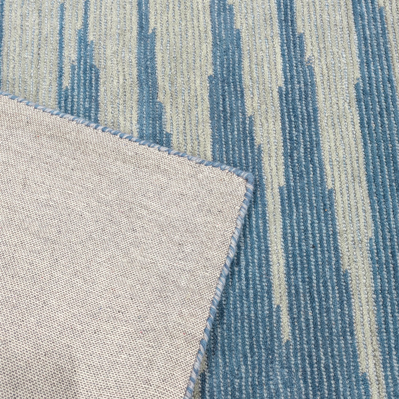 Abrash Ikat Hand-Tufted Wool Area Rug Cut/Loop Pile, Indigo, 7'6" x 9'6"