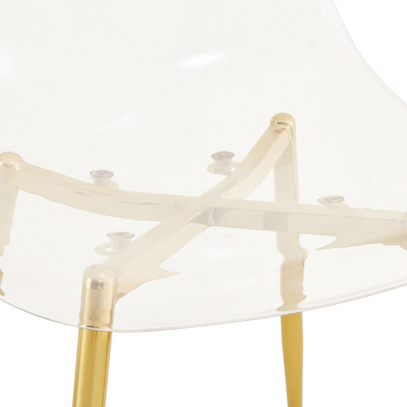 Ensemble de 4 chaises de salle à manger transparentes - Pieds en métal doré, siège confortable, support pour animaux de compagnie, design moderne et élégant, structure simple en plastique, ergonomie