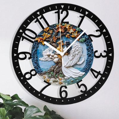 Metal Wall Clock for Living Room -10" Forest Path Lined With Bluebell Flowers Silent Non Ticking,Battery Operated, Antique Clocks for Farmhouse,Bedroom,Kitchen - Arabic Numerals