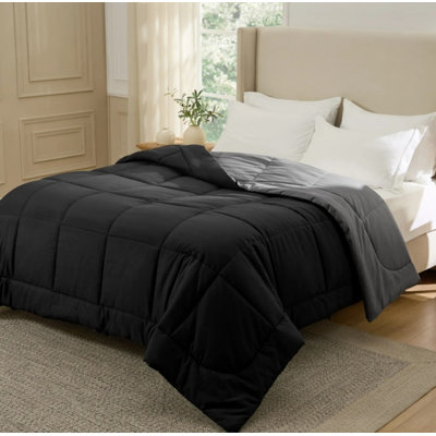 Bedsure King Color Block Quilted Duvet Insert – Black & Dark Gray, Down Alternative, All-Season