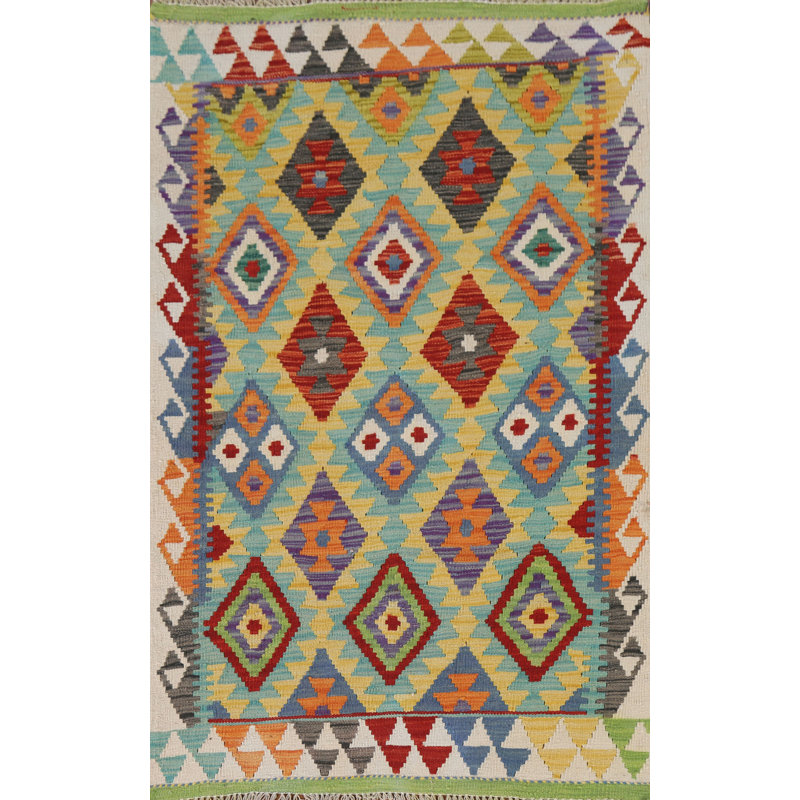 Tapis décoratif en laine South Western Kilim 3 x 5