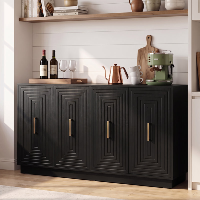Buffet 55,1 "avec tablettes réglables, Noir