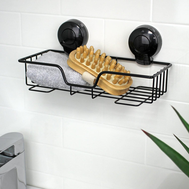 Abhinav Suction Shower Basket, Black