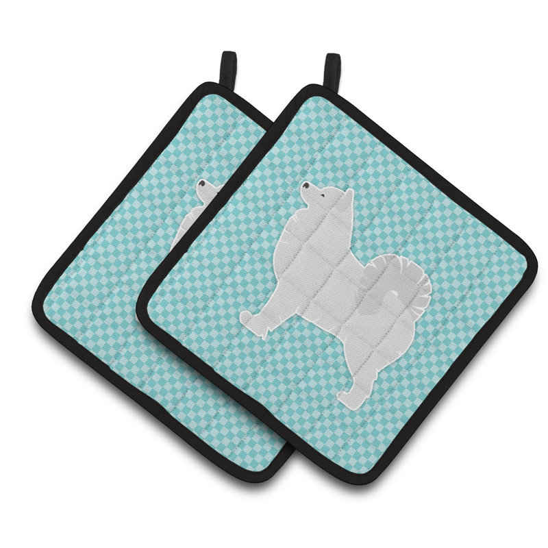 Cuisinier poignée à damier à motif east urban home, Bleu