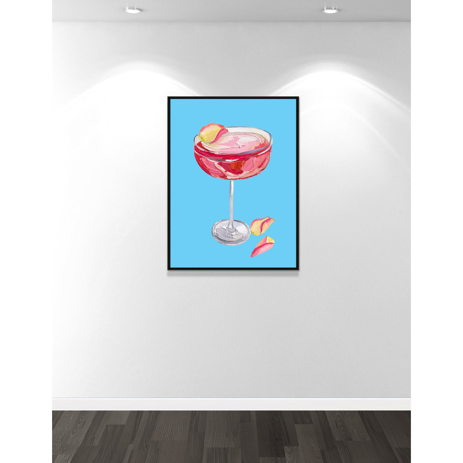 Sparkling Rose Gin Cocktail Print by Straker, 41.5" H x 31.5" W, Espresso Floater