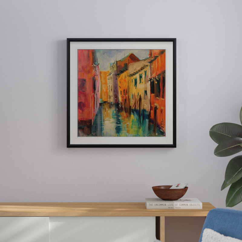 Venise III - reproduction d'art, H 28 po x l 28 po x P 2 po, Cadre noir