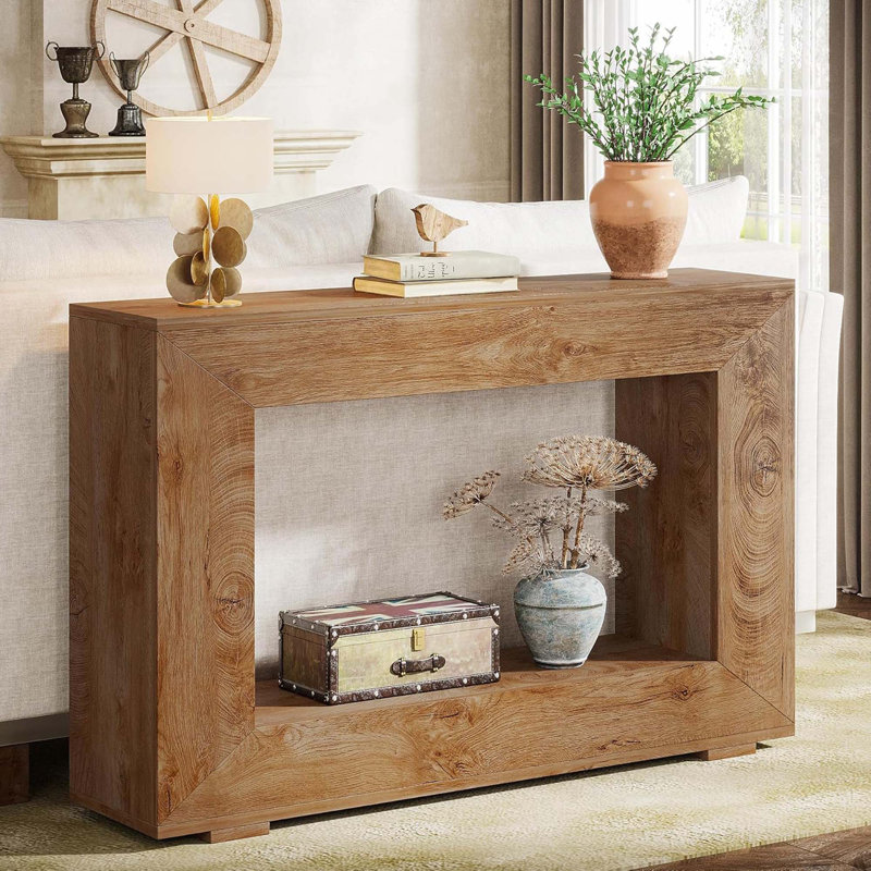 Console 47 po avec rangement Farmhouse, Bois naturel