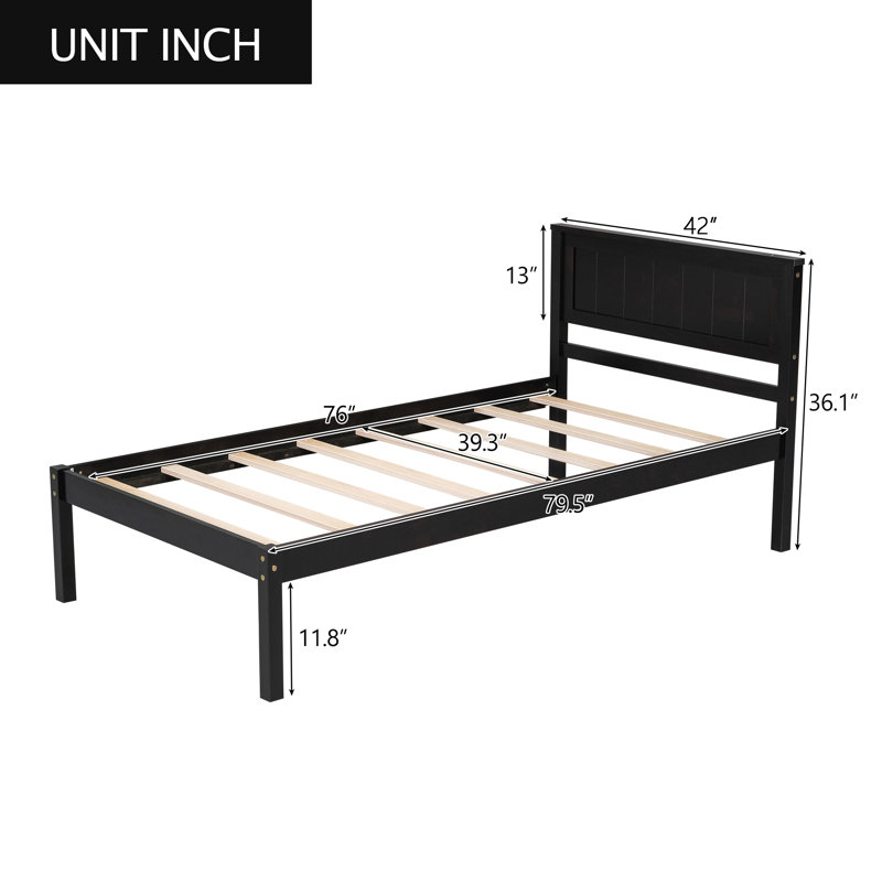 Platform Bed Frame With Headboard, Twin, Espresso