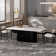 Faux Marble Dining Table for 6, with Metal Pedestal Base