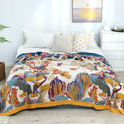 Jeté Boho 100% coton, couvertures légères et respirantes pour chaise de canapé, couvertures de lit de style campagnard d'été pour toutes les saisons