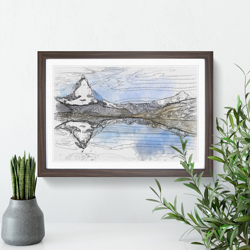 Matterhorn Mountain in Zermatt Switzerland - Picture Frame Graphic Art Print, 40cm H x 60cm W x 2cm D, Walnut Framed