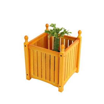 1 Pcs 15.75" Square Wooden Planter, Solid Wood Outdoor Flower Pot (15.75”l×15.75”w×18.5”h) – Ideal For Garden/porch/patio, Herb/vegetable/flower Container, Elegant Outdoor Decor, Easy Assembly
