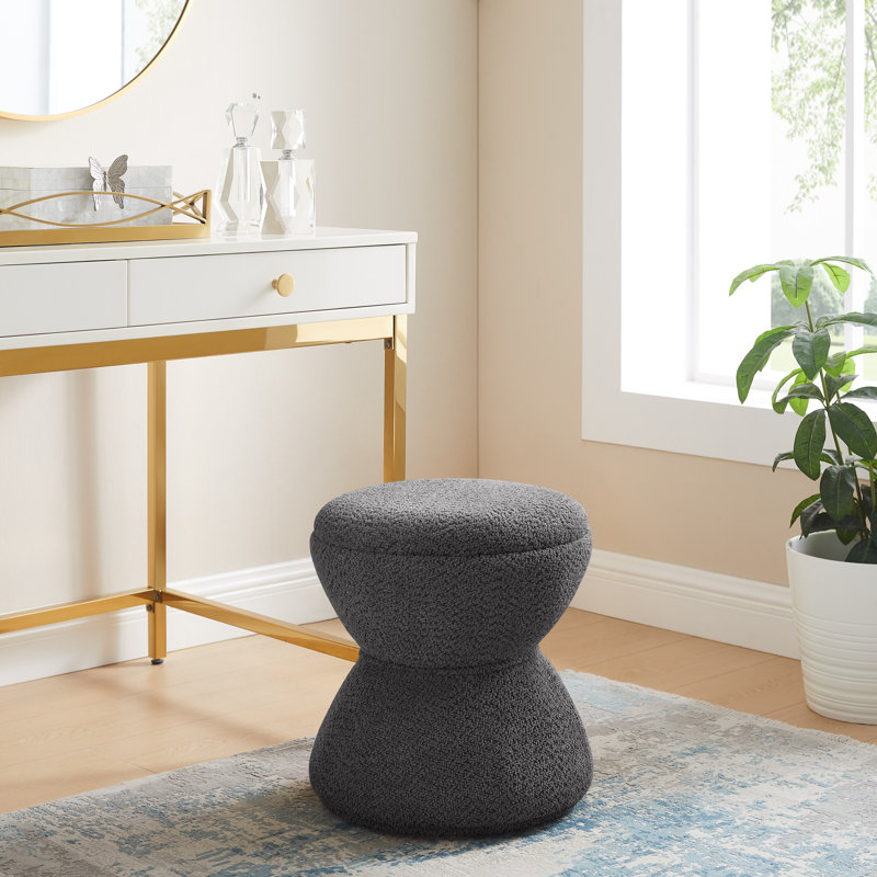 Kadezha Upholstered Swivel Ottoman, Gray