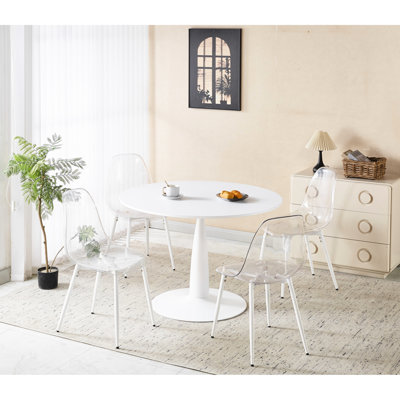 Ensemble de salle à manger 1 + 4,5 pièces, table de salle à manger Mid-Century pour 4 à 6 personnes avec plateau en bois aggloméré