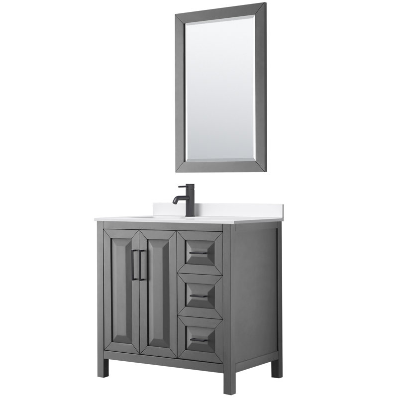 Daria 36'' W Single Vanity, Giotto Quartz, Brown, Polished Chrome
