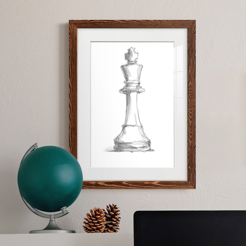 " Chess Piece Study II ", 32" H x 23" W x 1" D, Maple Framed
