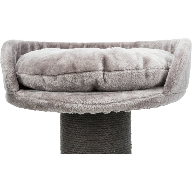 Gray Sisal 35" Cat Scratching Post with Plush Bed and Toy