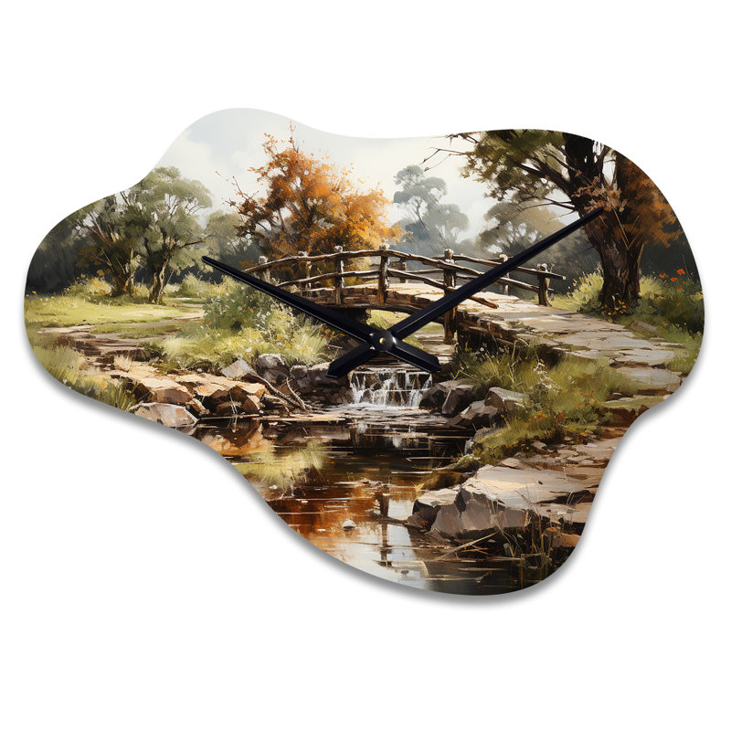 Green Bridge Rustic Charm An - Cloud Shape Large Bridges 3D Wall Clock, Small