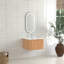 Armoire de salle de bain flottante murale pré-assemblée de 24 po en noyer avec cuve en céramique blanche, rebord courbé, rangement à fermeture en douceur naturel et silencieux-427922669