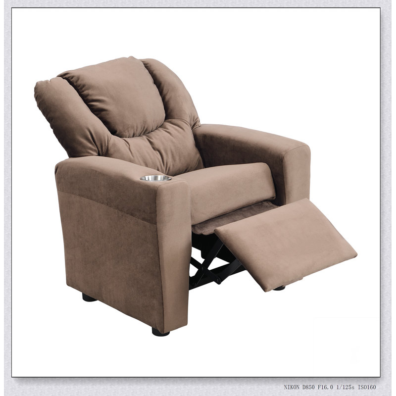 Kids Upholste Recliner Chair with One Cup Holder, Footrest, Backrest