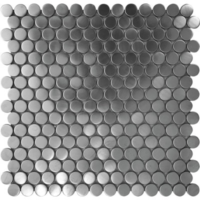 Carreau de mosaïque rond en acier inoxydable pour mur et plancher 1 po x 1 po