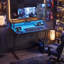 Steel Computer Desk with Built-In Electrical Outlet