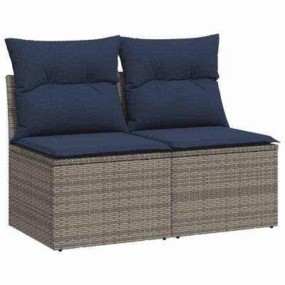 Ebern Designs 2 Piece Patio Sofa Set With Cushions Poly Rattan Acacia