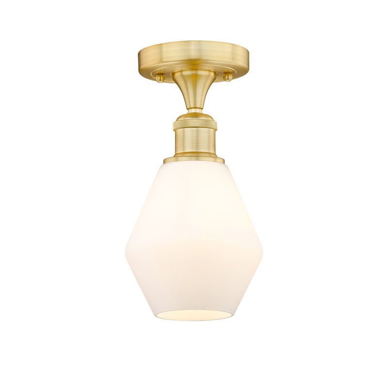 Plafonnier encastré Amylea, Blanc mat, Or satiné, H 9,63 po x l 6 po x P 6 po