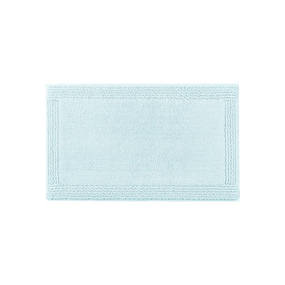 Tapis de bain bleu réversible 100% coton 24 x 44 po 3000 g / m² - lourd, doux et confortable, lavable à la machine