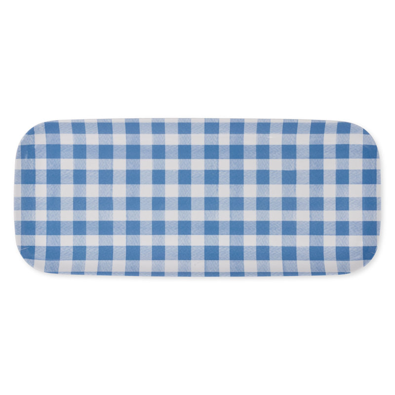 2-Piece Gingham 15" Tray, Blue