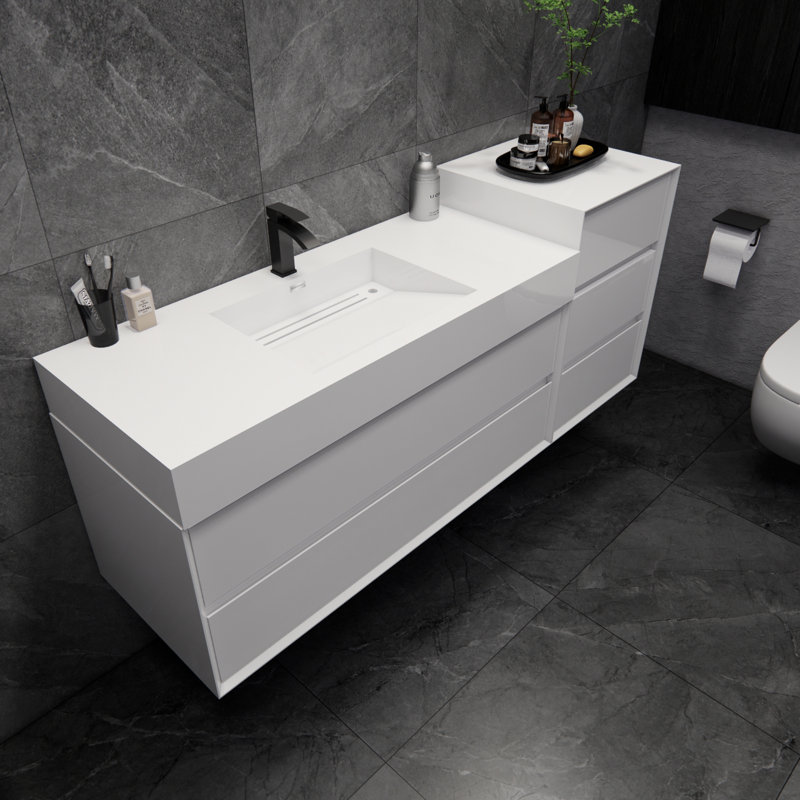 Meuble-lavabo mural simple 67 po Albizu, Blanc