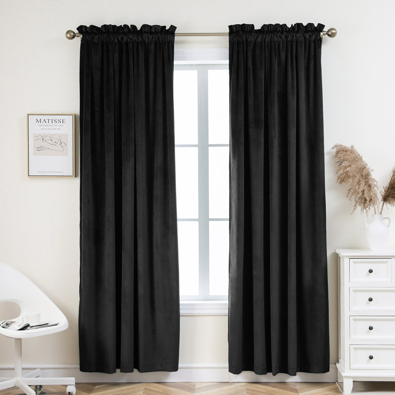 Florane Blackout Curtain Pair, 52" W x 95" L, Black