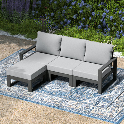 Ensemble de conversation à assise profonde avec repose-pieds 4 pièces pour patio