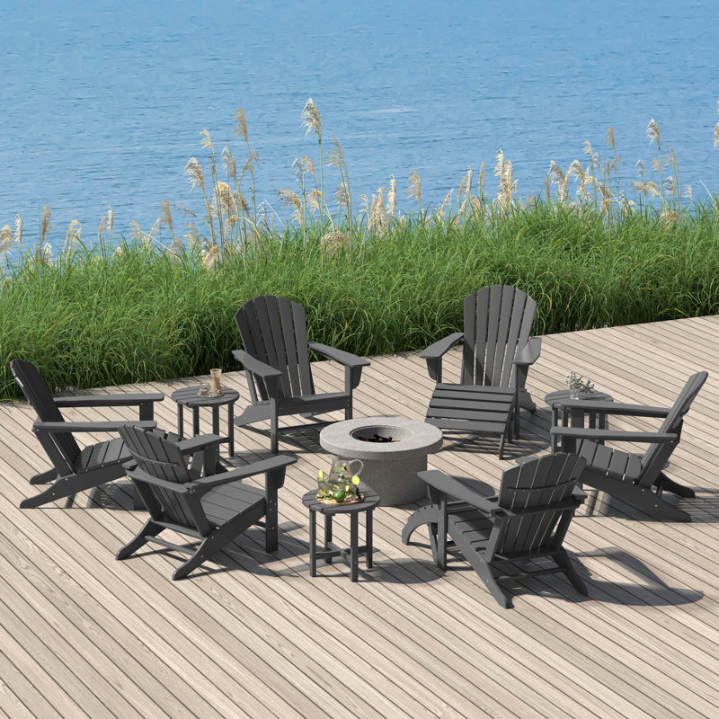 Altura Foldable Outdoor Adirondack Set, Gray