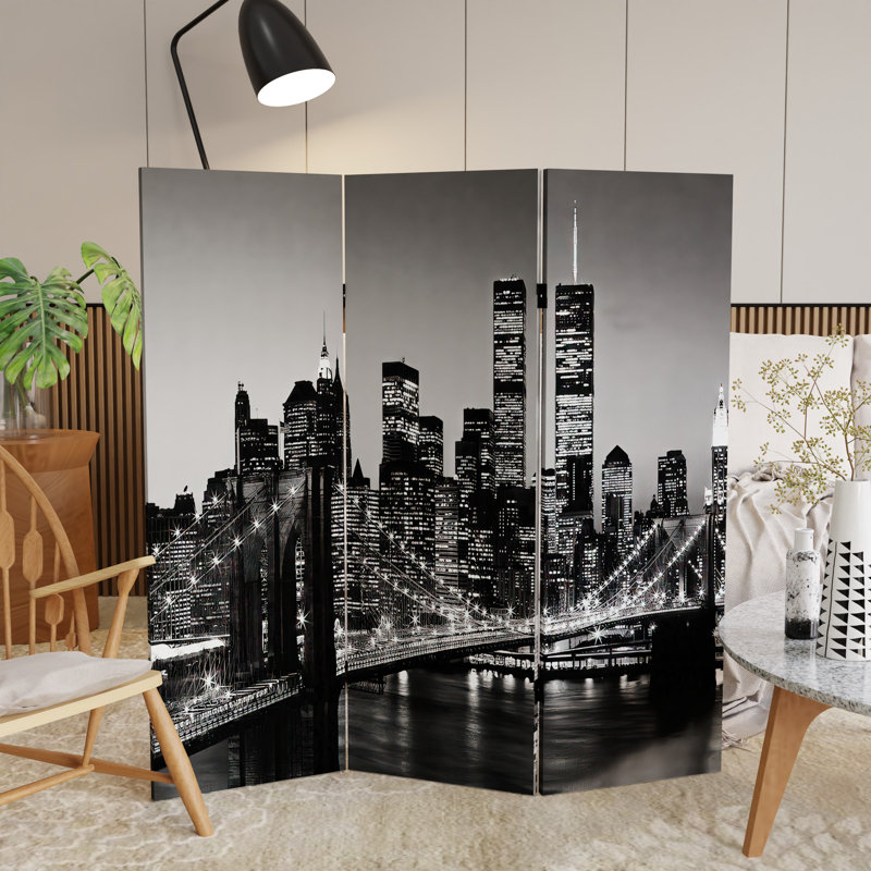 70.88" x 47.25" New York Scenes 3 Panel Room Divider, 6 ft tall 