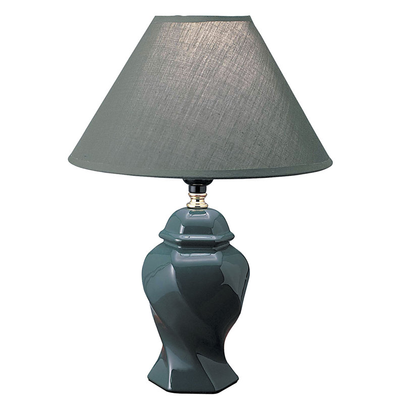 Ceramic Lamp, Green, 15'' H X 10'' W X 10'' D