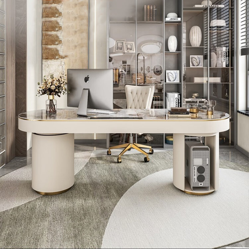 Bureau d'écriture léger et luxueux, H 29,53 po x l 62,99 po x P 23,62 po