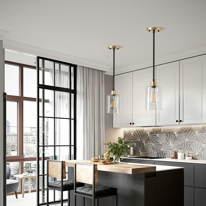 Teulon 1 - Light Single Pendant, Brushed Gold/Matte Black